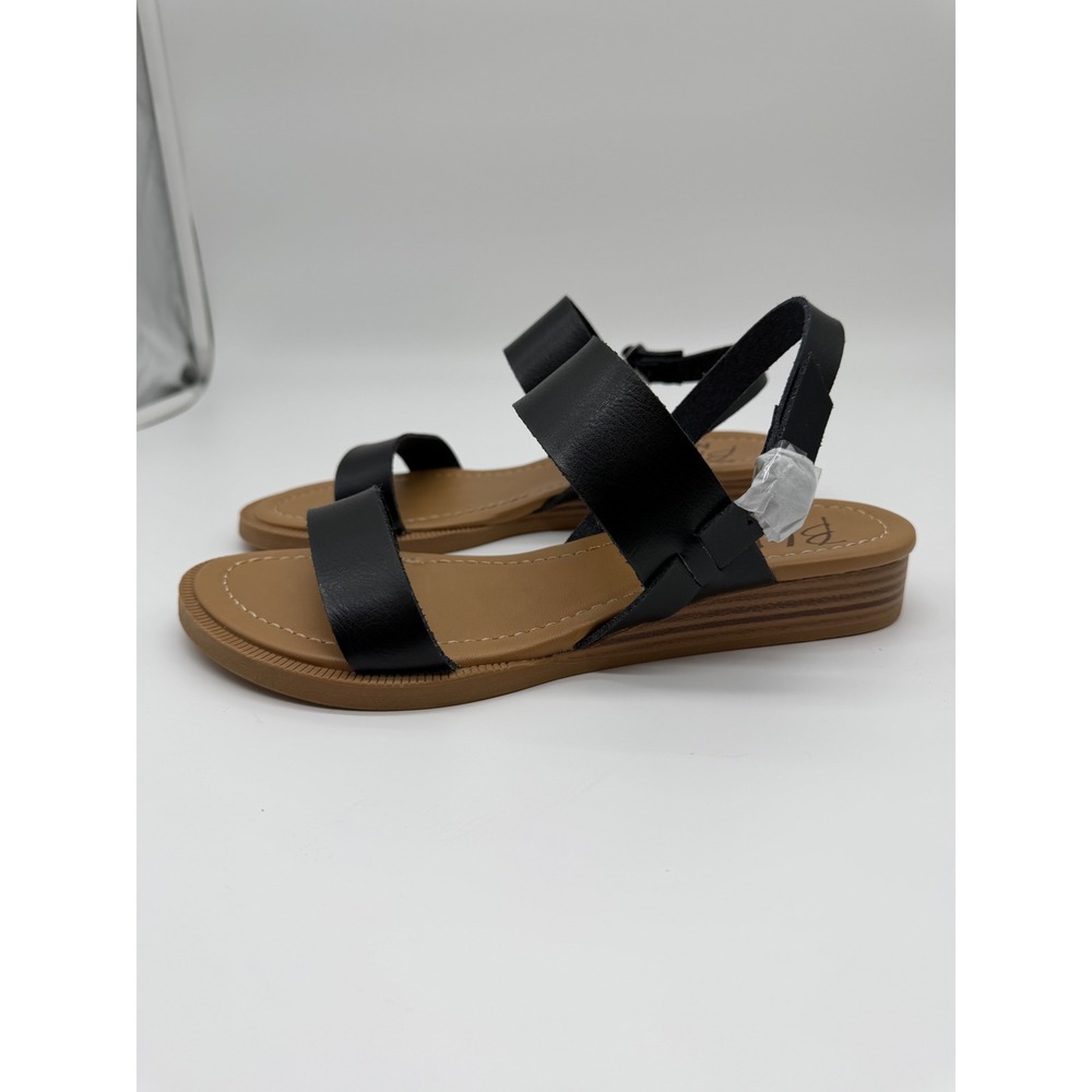 Blowfish Malibu Arcadia Black Faux Leather Wedge Sandals Womens 8M New